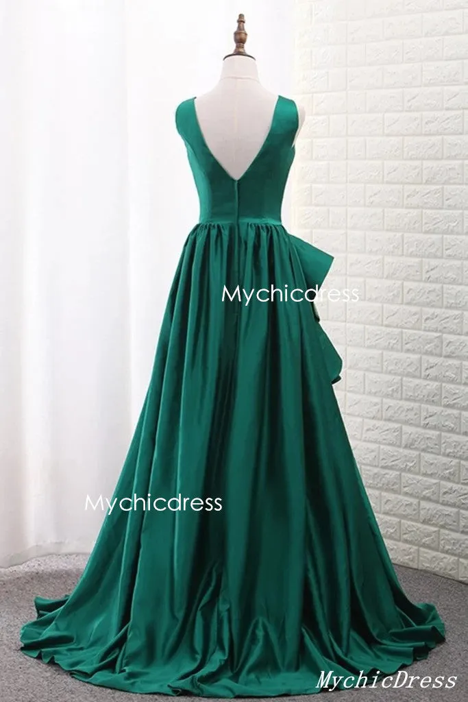 Hot Floor Length V Neck Sleeveless Sexy Green Prom Evening Dresses sold by My Chic Dress product image thumbnail 2
