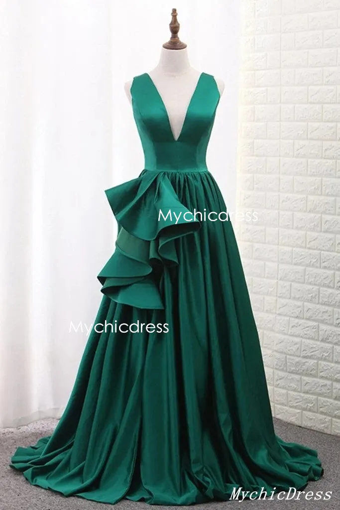 Hot Floor Length V Neck Sleeveless Sexy Green Prom Evening Dresses sold by My Chic Dress product image thumbnail 3