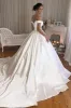 A Line Satin Wedding Dresses Off the Shoulder Bridal Gown with Train sold by My Chic Dress