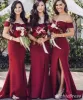 Sexy Burgundy Wedding Guest Dresses Floor Length Bridesmaid Dress with Split sold by My Chic Dress