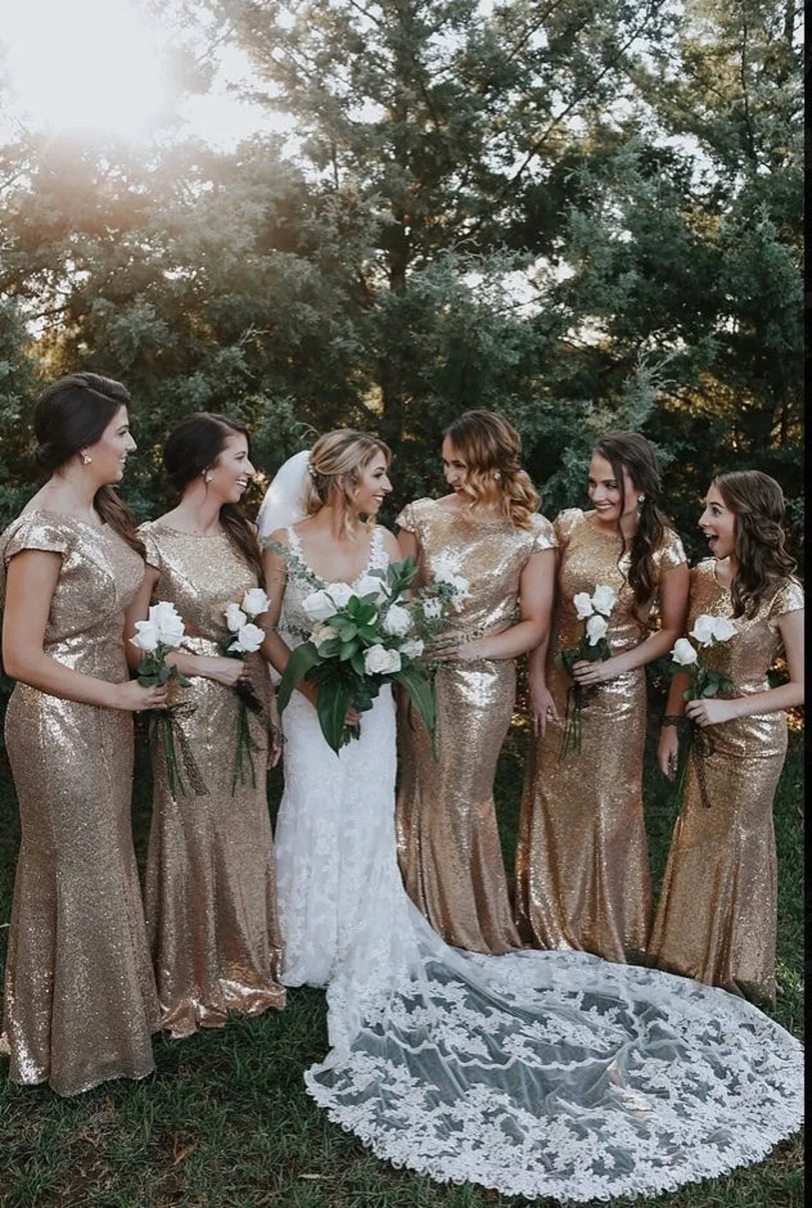 Simple Round Neck Mermaid Sequin Bridesmaid Dresses Sexy Party Dresses sold by My Chic Dress product image thumbnail 5