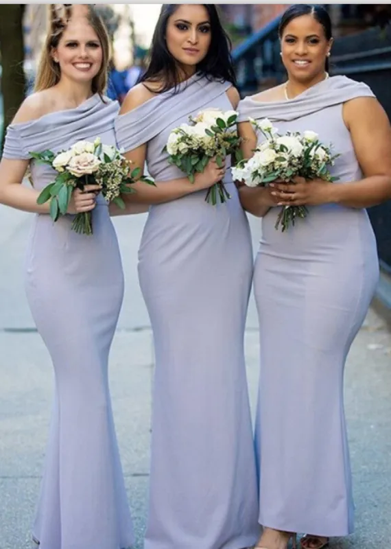 Cheap Dusty Bule Bridesmaid Dresses One Shoulder Wedding Guest Dresses sold by My Chic Dress