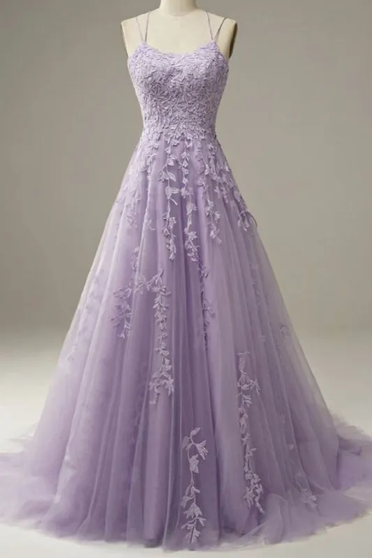 Custom Made Lace Lilac Prom Dresses violet purple Long Evening Dress sold by My Chic Dress