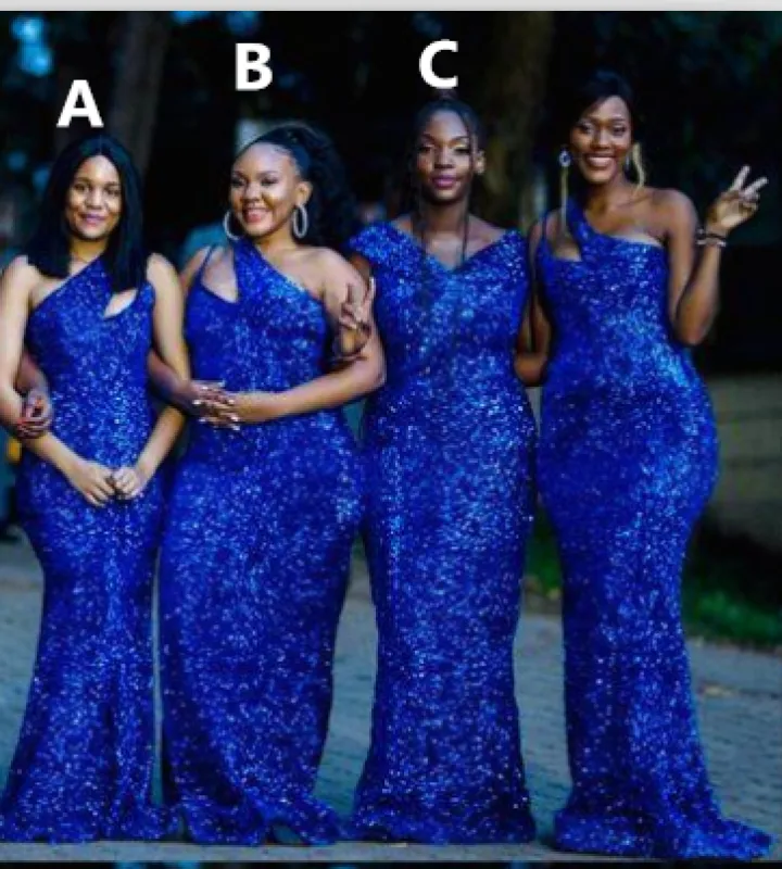 Mismatched Sequins Mermaid Royal Blue Bridesmaid Dresses sold by My Chic Dress