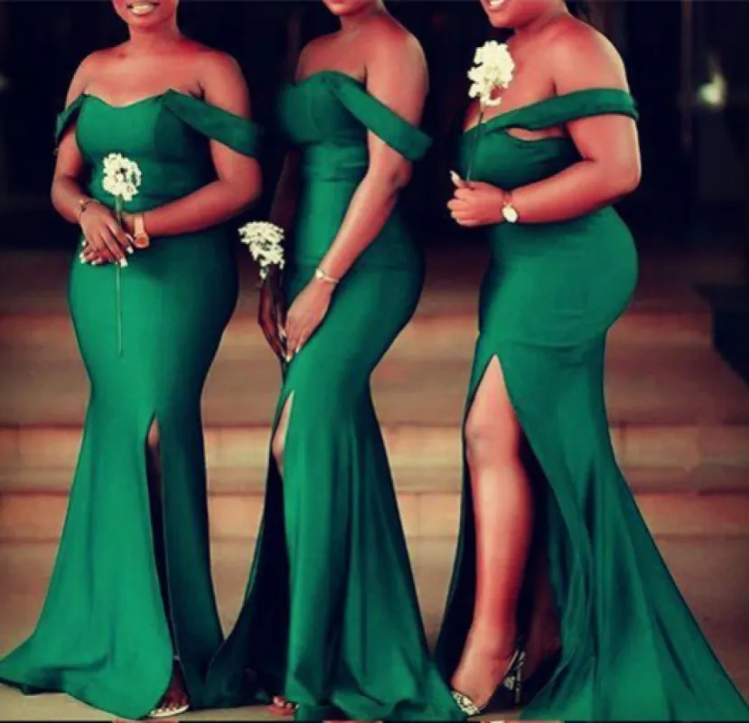 Emerald Green Bridesmaid Dresses Off the Shoulder Wedding Guest Dress sold by My Chic Dress