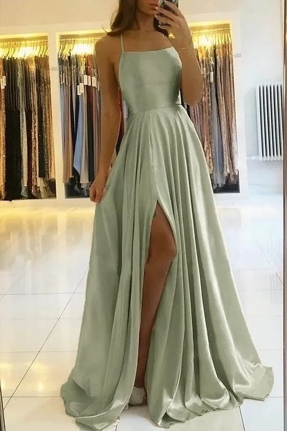 2025 Sage Green Wedding Guest Dress Simple A Line Long Evening Dress sold by My Chic Dress