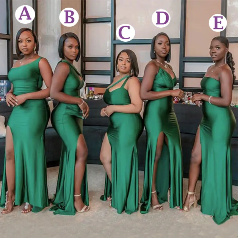 Multiway Elastic Satin Emerald Green Bridesmaid Dresses Mismatched sold by My Chic Dress