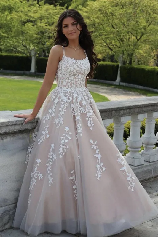 2025 Cheap Lace Champagne Prom Dresses Backless Long Formal Dress sold by My Chic Dress