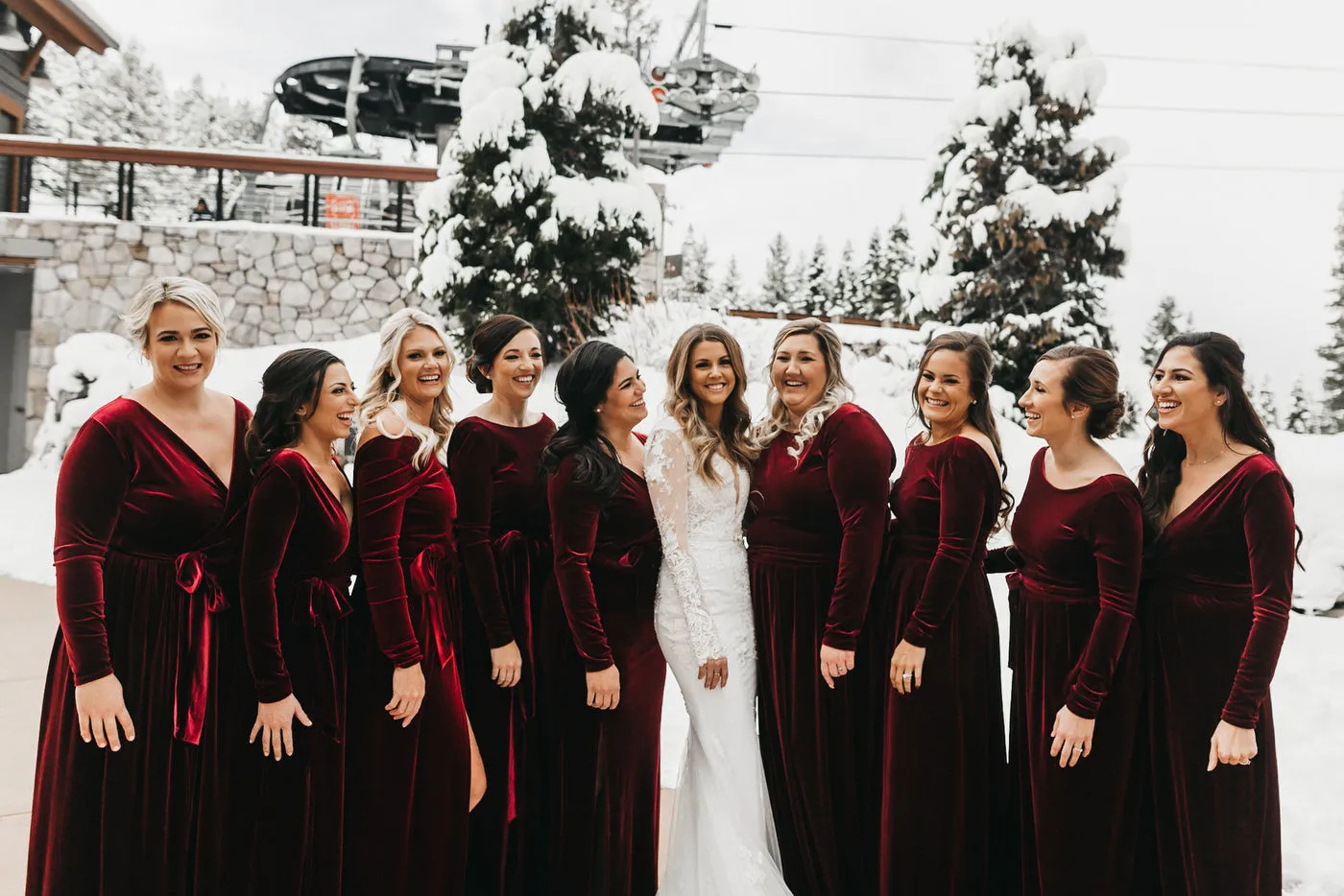Long Sleeves Burgundy Velvet Bridesmaid Dresses for Fall Winter Wedding sold by My Chic Dress product image thumbnail 2