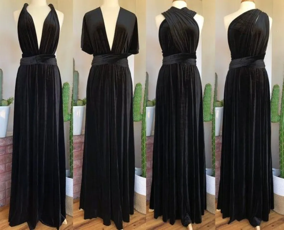 Infinity Black Velvet Bridesmaid Dresses Winter Floor Length Dress sold by My Chic Dress