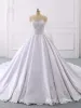 A Line Lace Applique Satin Wedding Dresses Long Sleeves with Button sold by My Chic Dress