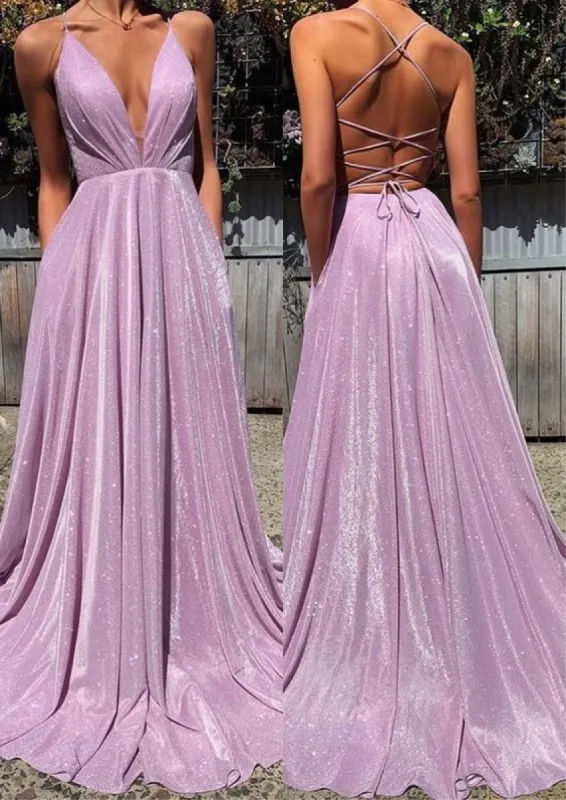 Sparkly Purple Glitter Sequin Prom Dresses Long Evening Gowns sold by My Chic Dress