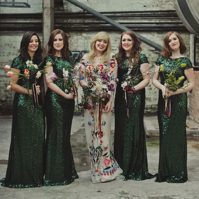 Long Sequins Dark Green Bridesmaid Dresses for Wedding Party sold by My Chic Dress