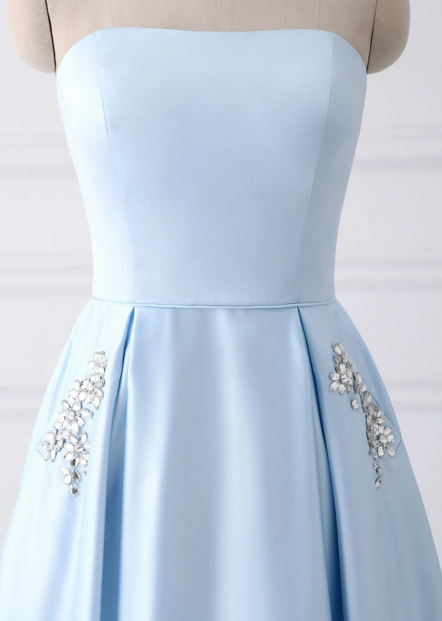 A Line Sky Blue Short Homecoming Dresses Strapless Pockets sold by My Chic Dress product image thumbnail 2