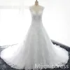 V Neck Lace Appliques Sequins Wedding Gowns Cap Sleeves sold by My Chic Dress