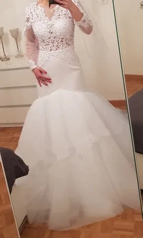 Mermaid Lace Long Sleeves Brial Wears Appliques Tulle Gowns sold by My Chic Dress product image thumbnail 5