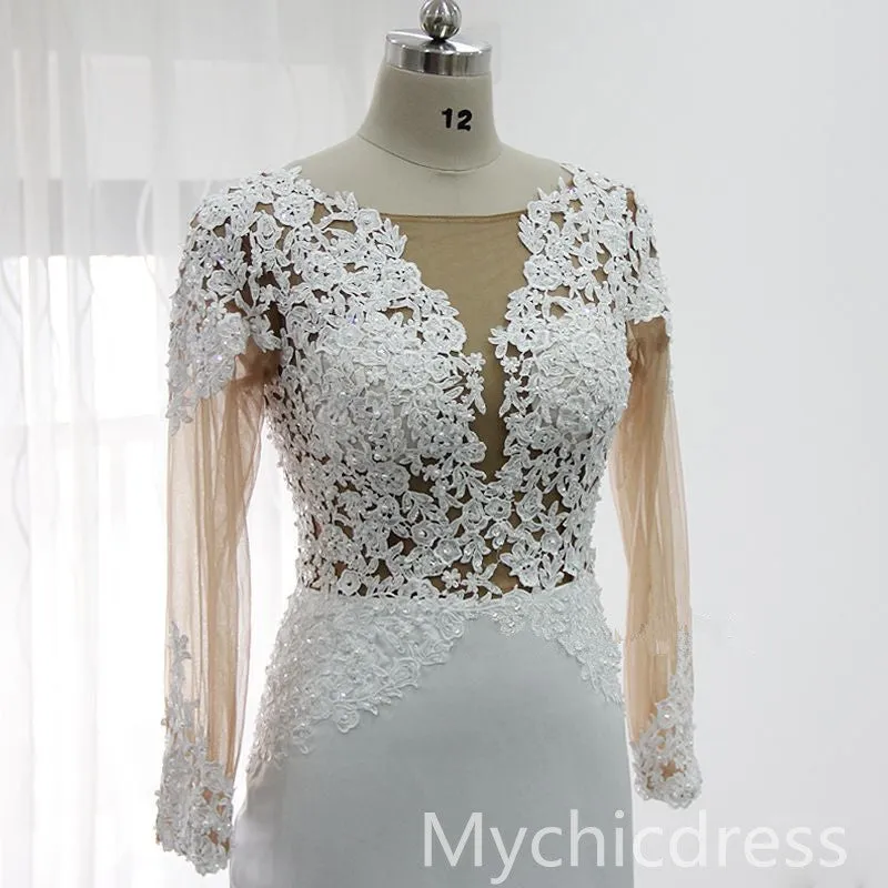 Mermaid Lace Long Sleeves Brial Wears Appliques Tulle Gowns sold by My Chic Dress product image thumbnail 3