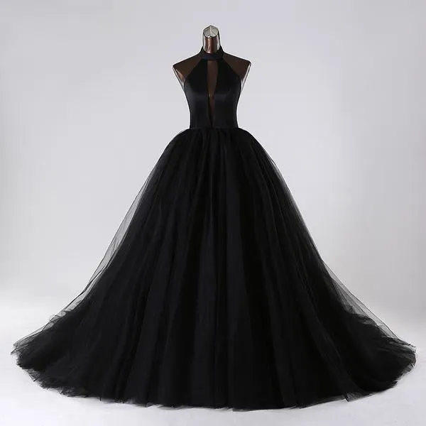 Sexy Ball Gown Black Wedding Dresses Tulle Halter Gothic Gown sold by My Chic Dress product image thumbnail 2