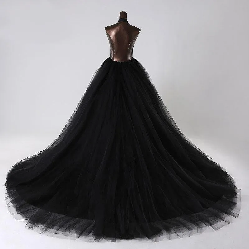 Sexy Ball Gown Black Wedding Dresses Tulle Halter Gothic Gown sold by My Chic Dress product image thumbnail 3