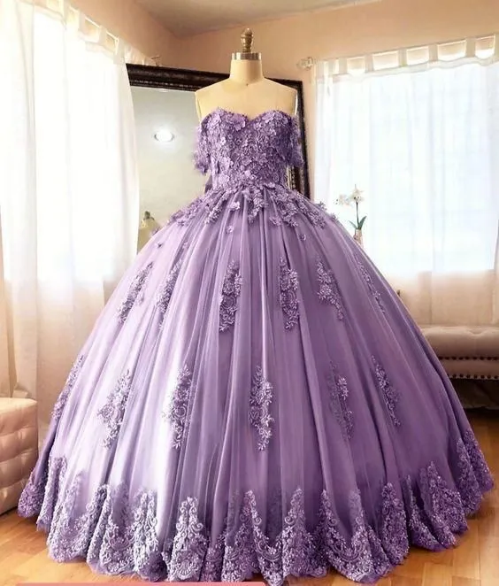 Off Shoulder Lace Ball Gown Quinceanera Dresses Embroidered sold by My Chic Dress product image thumbnail 2