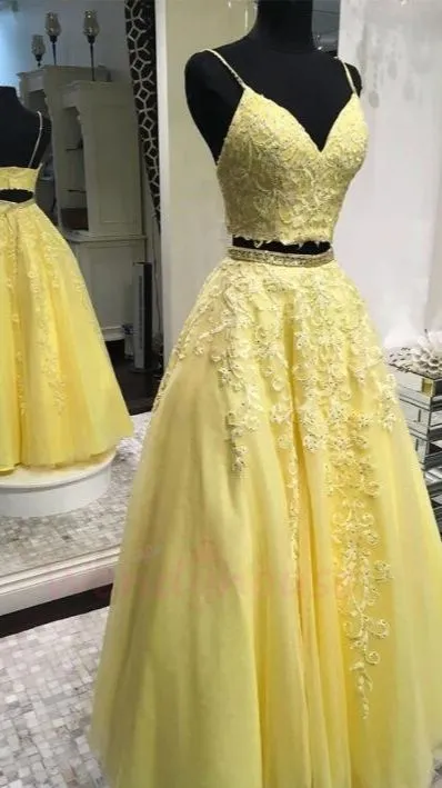 2 Pieces Yellow Prom Dresses Tulle Sweet 16 Dresses sold by My Chic Dress product image thumbnail 2