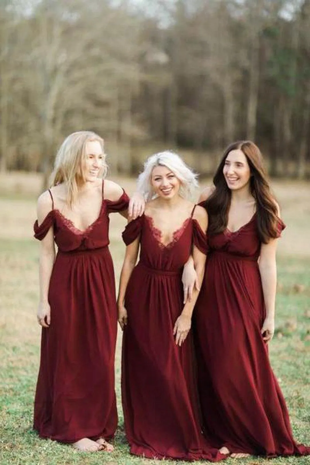 V Neck Cold Shoulder Lace Chiffon Bridesmaid Dresses sold by My Chic Dress product image thumbnail 3