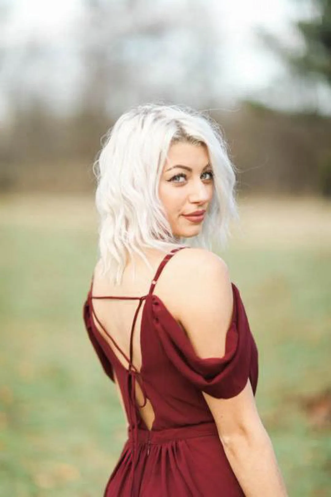 V Neck Cold Shoulder Lace Chiffon Bridesmaid Dresses sold by My Chic Dress product image thumbnail 2