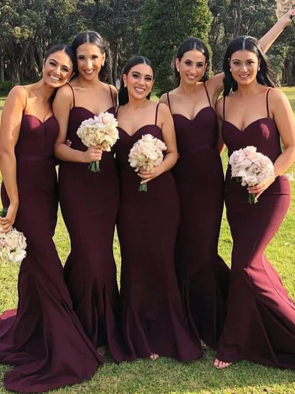 Sexy Backless Sleeveless Wine Mermaid Bridesmaid Dresses sold by My Chic Dress