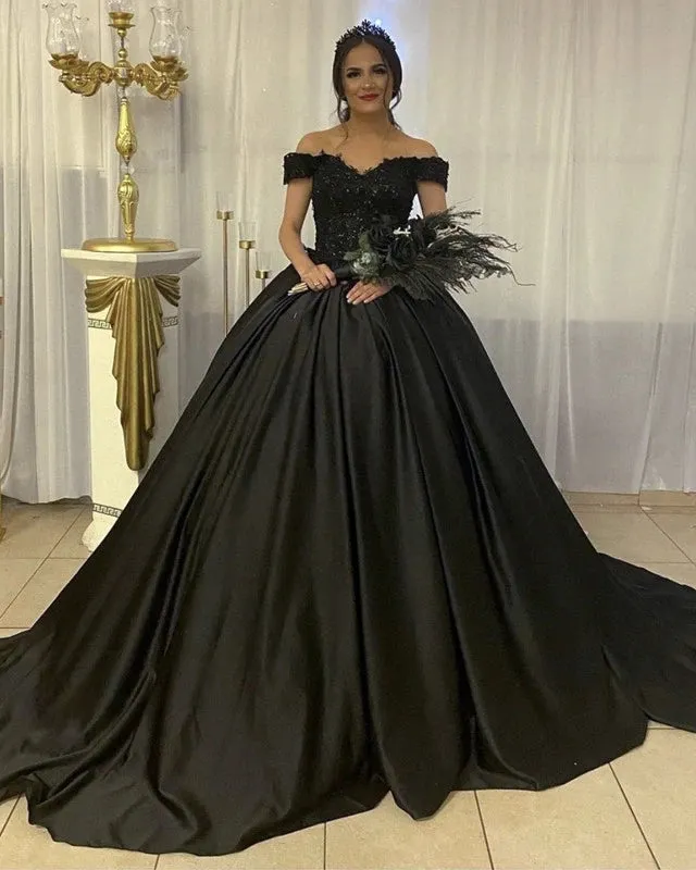 Black Wedding Dresses Gothic Ball Gown Off the Shoulder Bridal Dress sold by My Chic Dress product image thumbnail 2