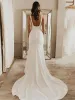 Long Square Ivory Mermaid Satin Summer Wedding Dresses sold by My Chic Dress