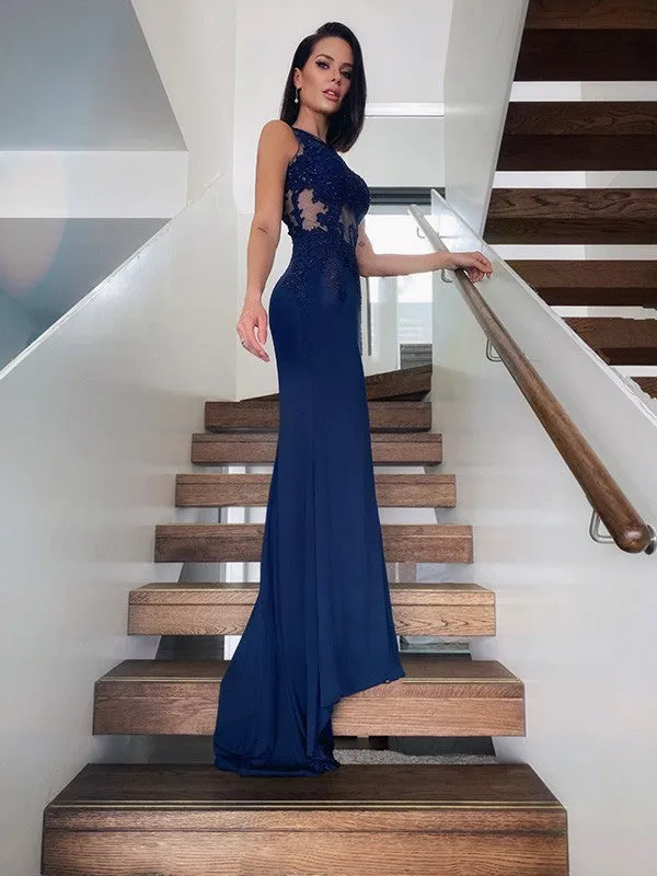 Sexy Mermaid Lace Navy Blue Prom Dresses Sleeveless Evening Gowns sold by My Chic Dress product image thumbnail 2