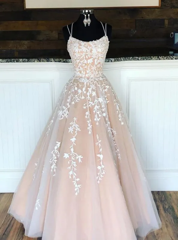 A Line Champagne Lace Prom Dresses Long Evening Gown sold by My Chic Dress