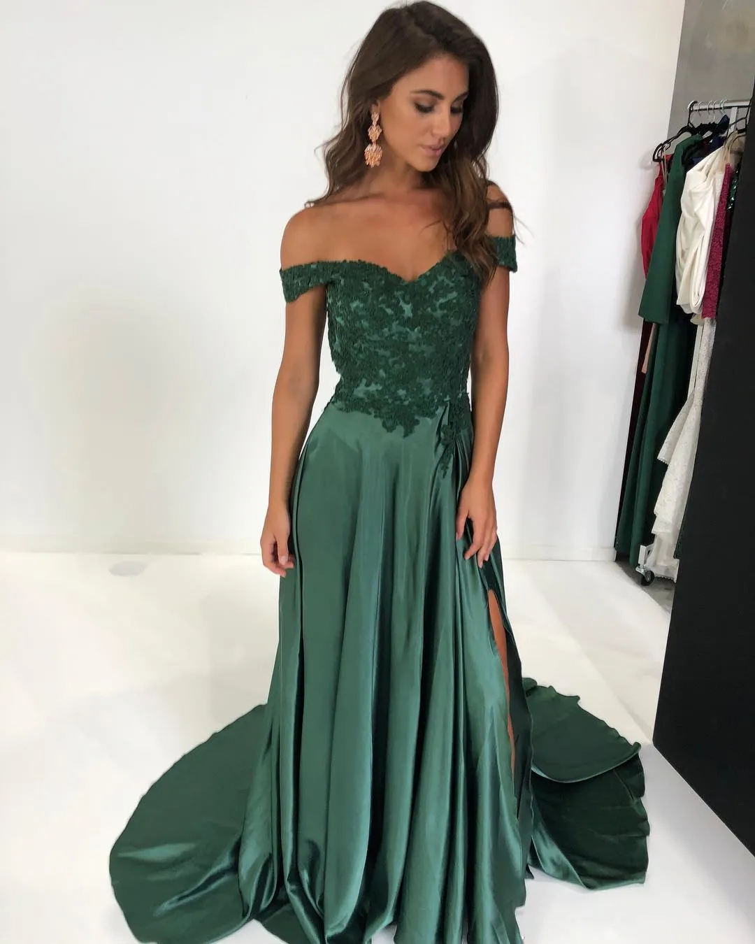 Sheath Off the Shoulder Lace Prom Dresses Long Evening Gowns sold by My Chic Dress