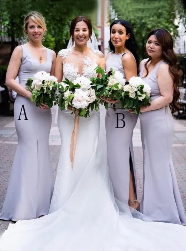 V Neck Long Lavender Bridesmaid Dresses Mermaid Sleeveless sold by My Chic Dress