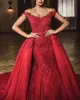 Hot Lace Mermaid Off the Shoulder Red Prom Dresses with Skirt sold by My Chic Dress