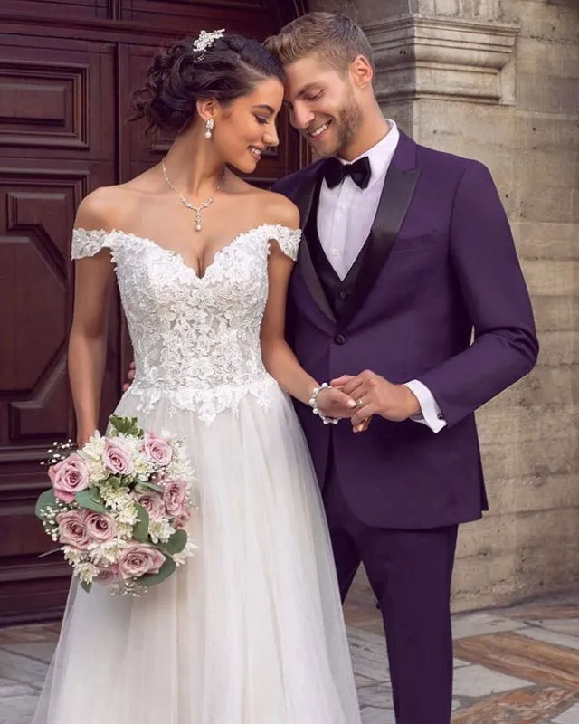 Sexy Floor Length Off the Shoulder Lace Ivory Wedding Gowns sold by My Chic Dress product image thumbnail 4