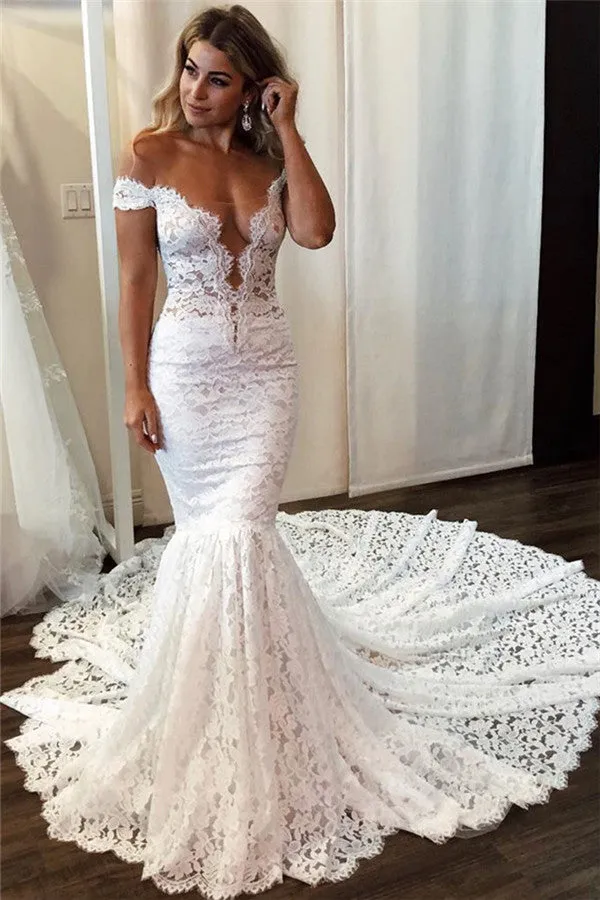 Sexy Off-the-Shoulder Lace Beach Wedding Dresses sold by My Chic Dress product image thumbnail 2