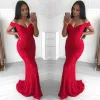 Hot Mermaid Red Lace Off the Shoulder Prom Dresses sold by My Chic Dress