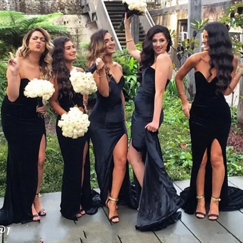Sexy Sweetheart Mermaid Black Velvet Bridesmaid Dresses sold by My Chic Dress
