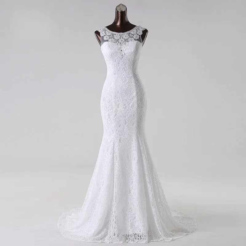Long Scoop Lace Mermaid Wedding Dresses Bridal Dress sold by My Chic Dress