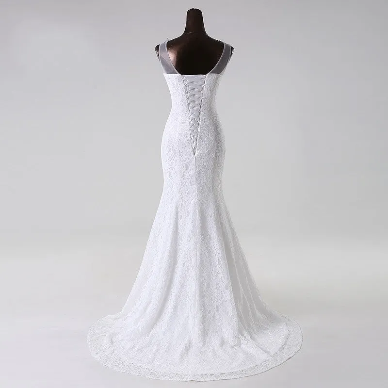 Long Scoop Lace Mermaid Wedding Dresses Bridal Dress sold by My Chic Dress product image thumbnail 2
