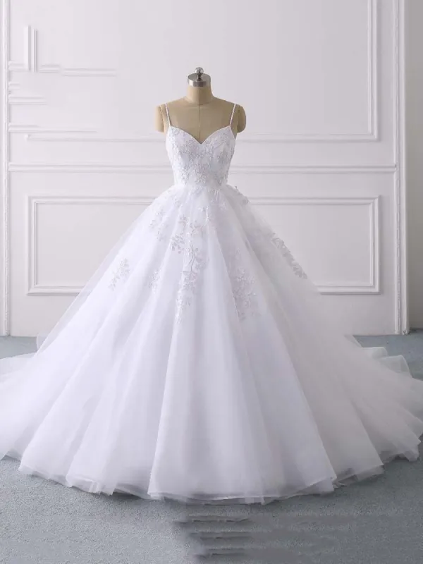 Lace Applique Ball Gown Vestido Wedding Dresses Spaghetti Straps sold by My Chic Dress