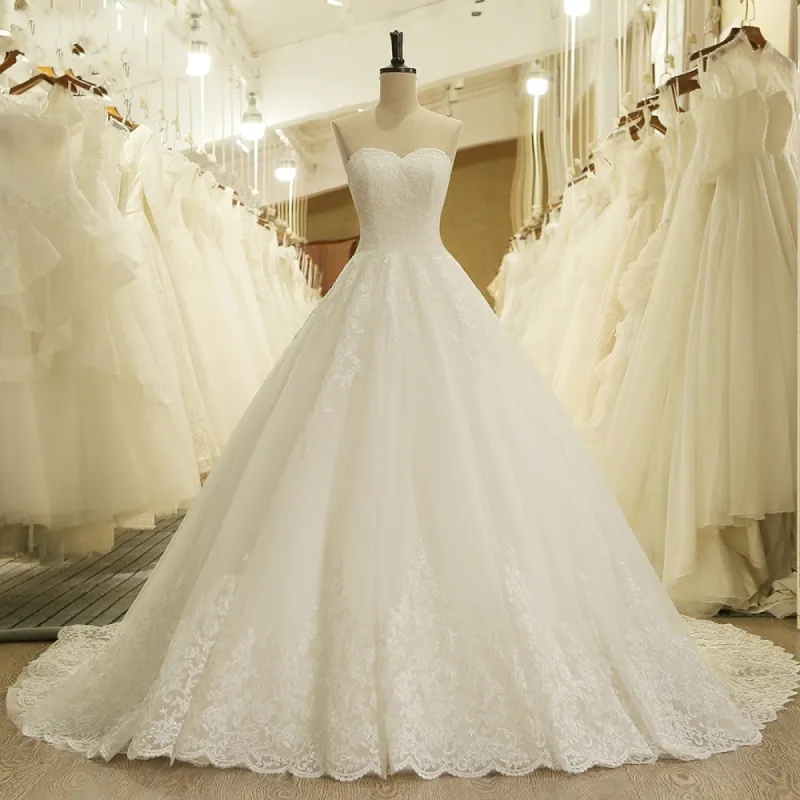 A Line Sweetheart Lace Vintage Bridal Wedding Dresses Lace Up sold by My Chic Dress