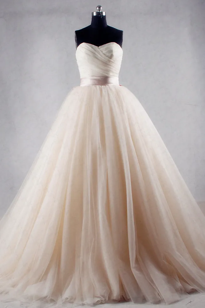 Hot Strapless Tulle Ball Gown Wedding Dresses Lace Up Back sold by My Chic Dress