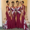 Cheap Burgundy Bridesmaid Dresses Off the Shoulder Appliques Long sold by My Chic Dress