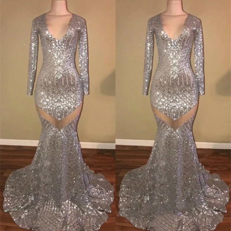 Shiny Long Sleeves Sequin Mermaid Prom Dresses sold by My Chic Dress
