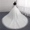 Sexy Open Back Lace Ball Gown Wedding Dresses Appliques Sleeves sold by My Chic Dress