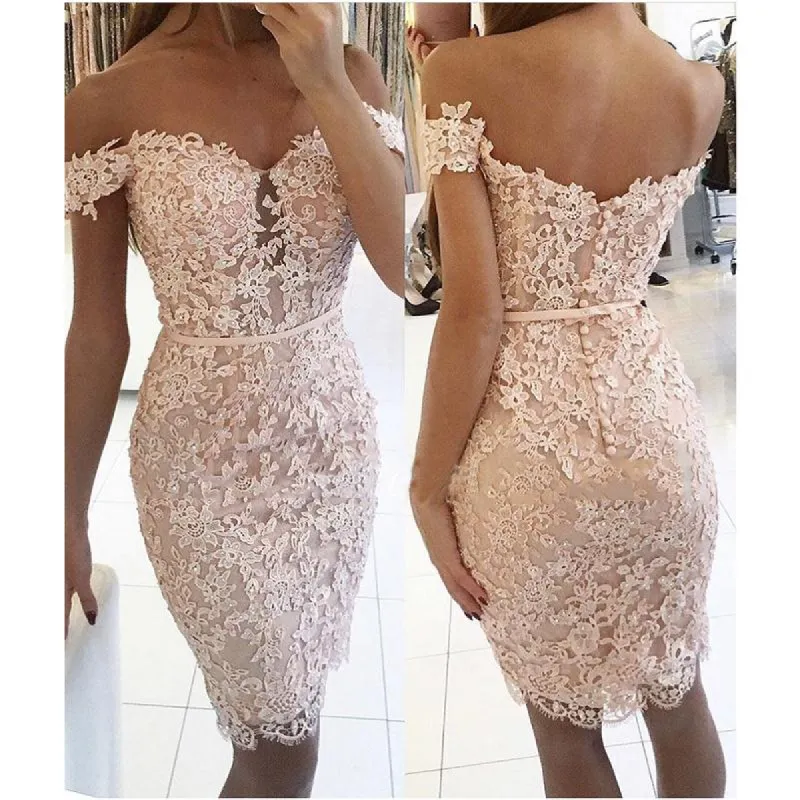 Off-the-Shoulder Short Lace Prom Dresses Mermaid sold by My Chic Dress