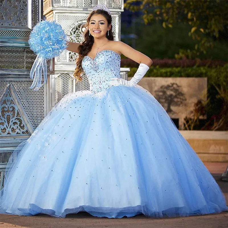 Ball Gown Sweet 16 Dresses Sweetheart Beadings Blue Quinceanera Dresses sold by My Chic Dress