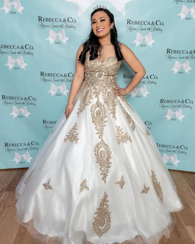 Ball Gown Sweet 15 Dresses Ivory Lace Quinceanera Dresses sold by My Chic Dress